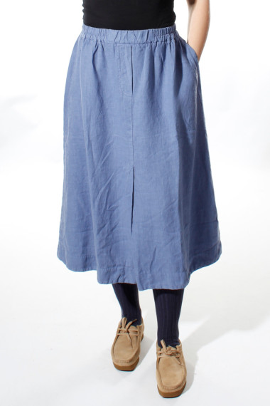 Hør nederdel i A-facon fra Grizas i kornblomstblå