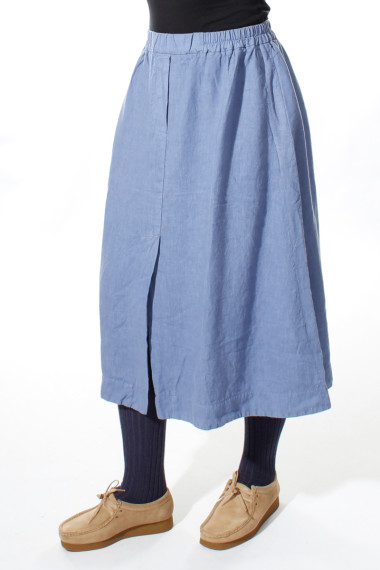 Hør nederdel i A-facon fra Grizas i kornblomstblå