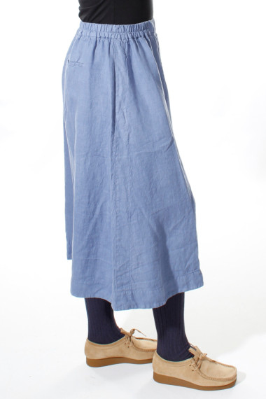 Hør nederdel i A-facon fra Grizas i kornblomstblå