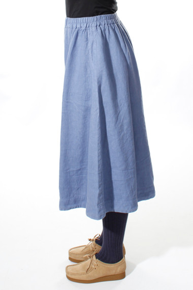 Hør nederdel i A-facon fra Grizas i kornblomstblå