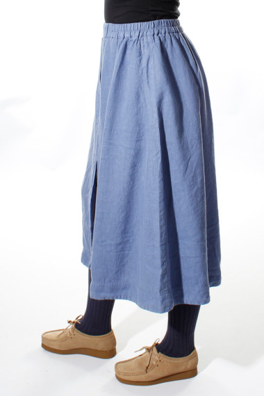 Hør nederdel i A-facon fra Grizas i kornblomstblå