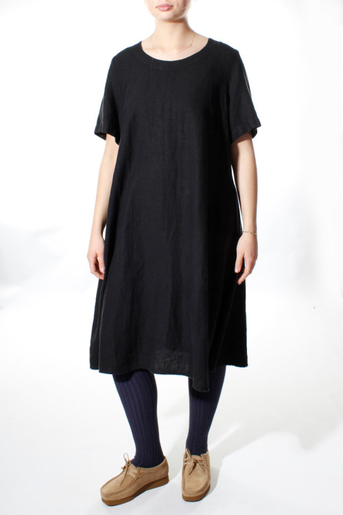 Hør kjole i A-facon - sort