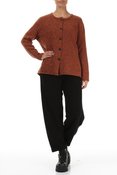 Strik cardigan i 100% uld fra Grizas i brændt orange