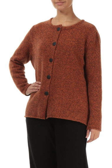 Strik cardigan i 100% uld fra Grizas i brændt orange