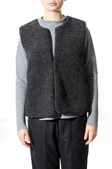 100% merino uld vest med knaplukning i antracit grå