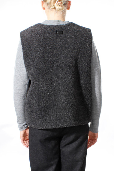 100% merino uld vest med knaplukning i antracit grå