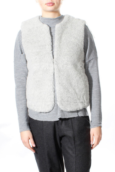 100% merino uld vest med knaplukning i lyse grå
