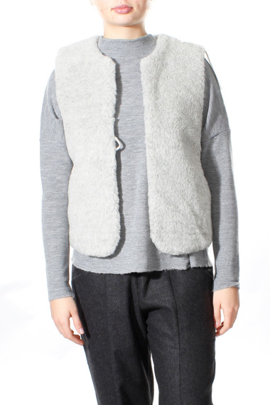 100% merino uld vest med knaplukning i lyse grå