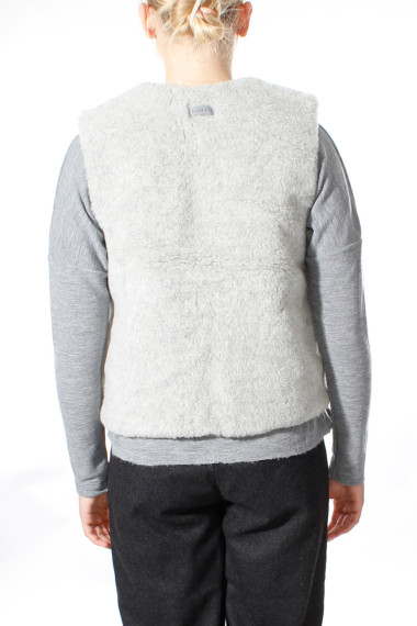 100% merino uld vest med knaplukning i lyse grå