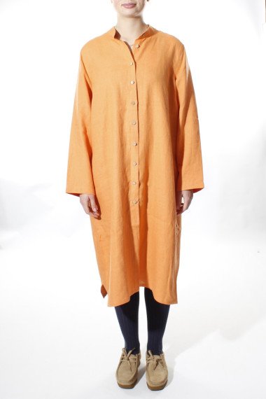 Langærmet skjorte kjole i hør