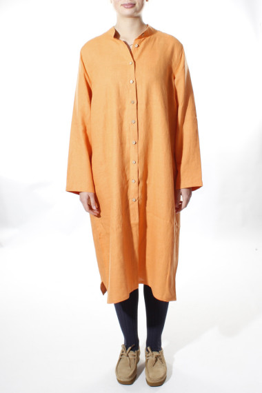 Langærmet skjorte kjole i hør