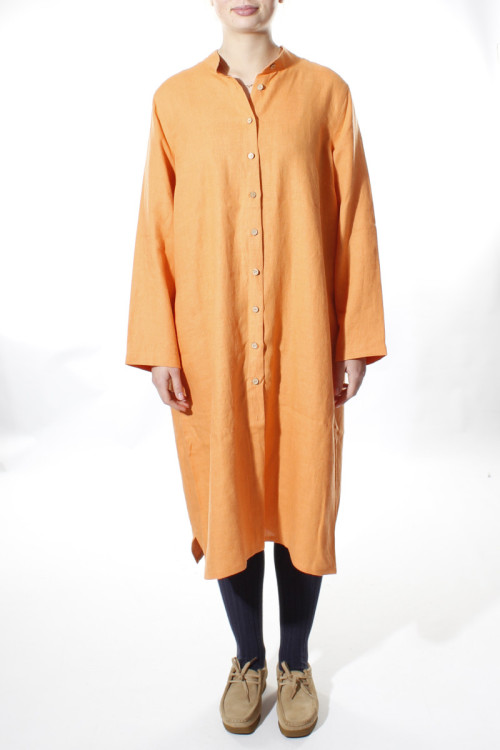 Langærmet skjorte kjole i hør