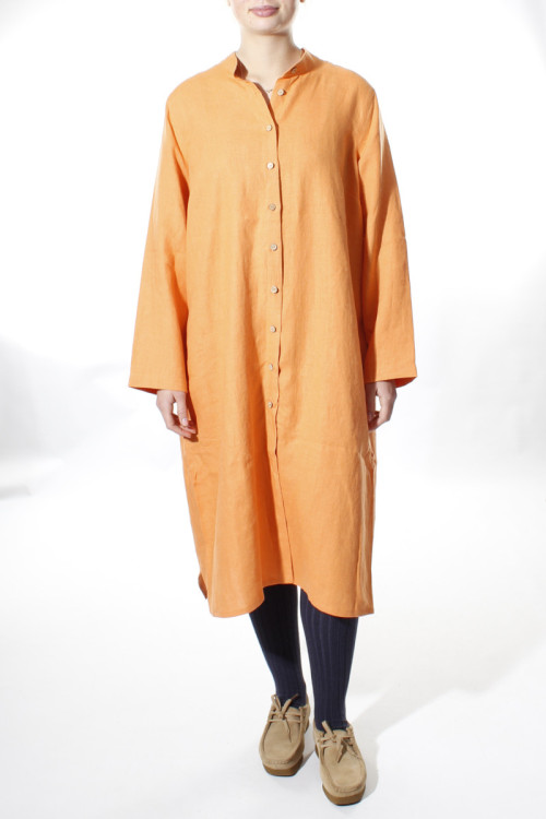 Langærmet skjorte kjole i hør