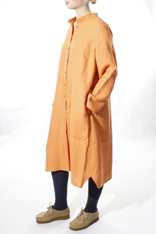 Langærmet skjorte kjole i hør