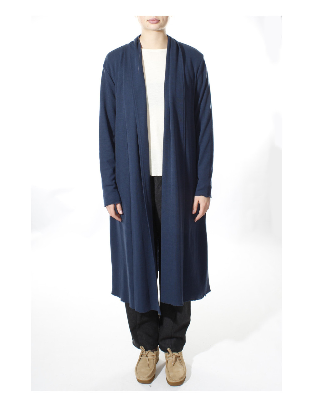 Lang uld cardigan 8010 i basis farver