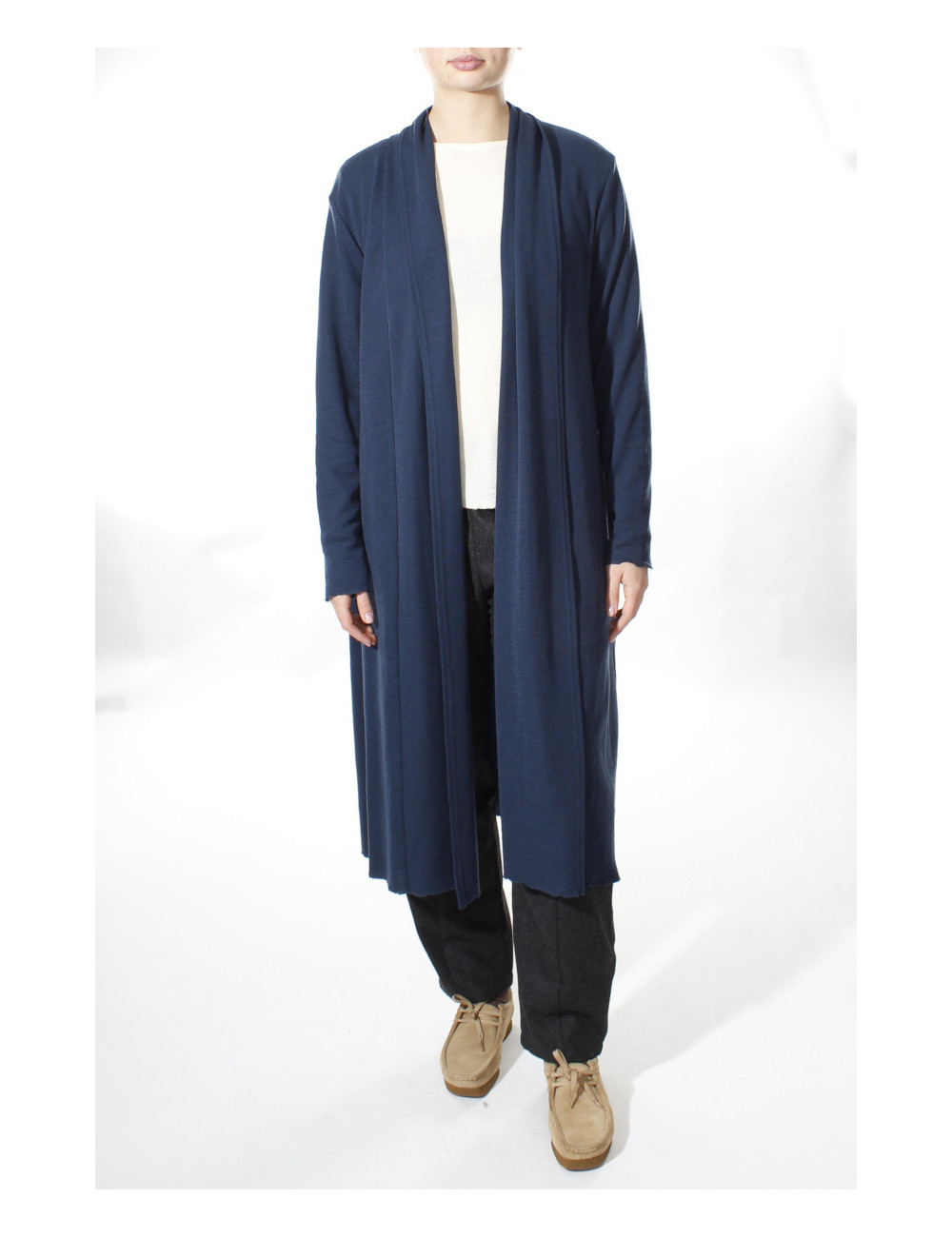 Lang uld cardigan 8010 i basis farver