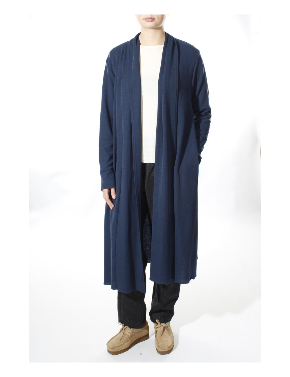 Lang uld cardigan 8010 i basis farver