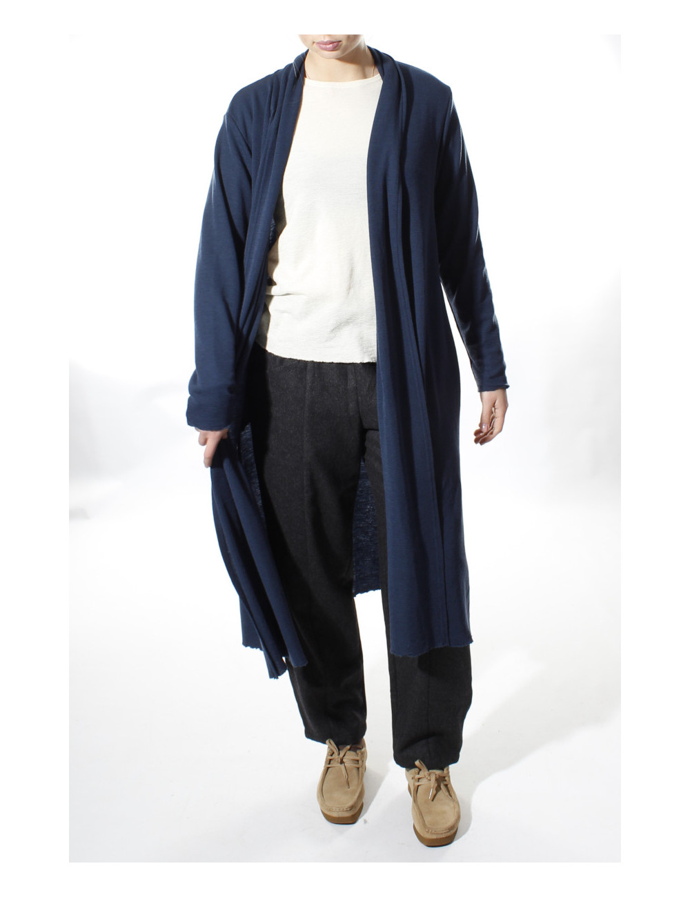 Lang uld cardigan 8010 i basis farver