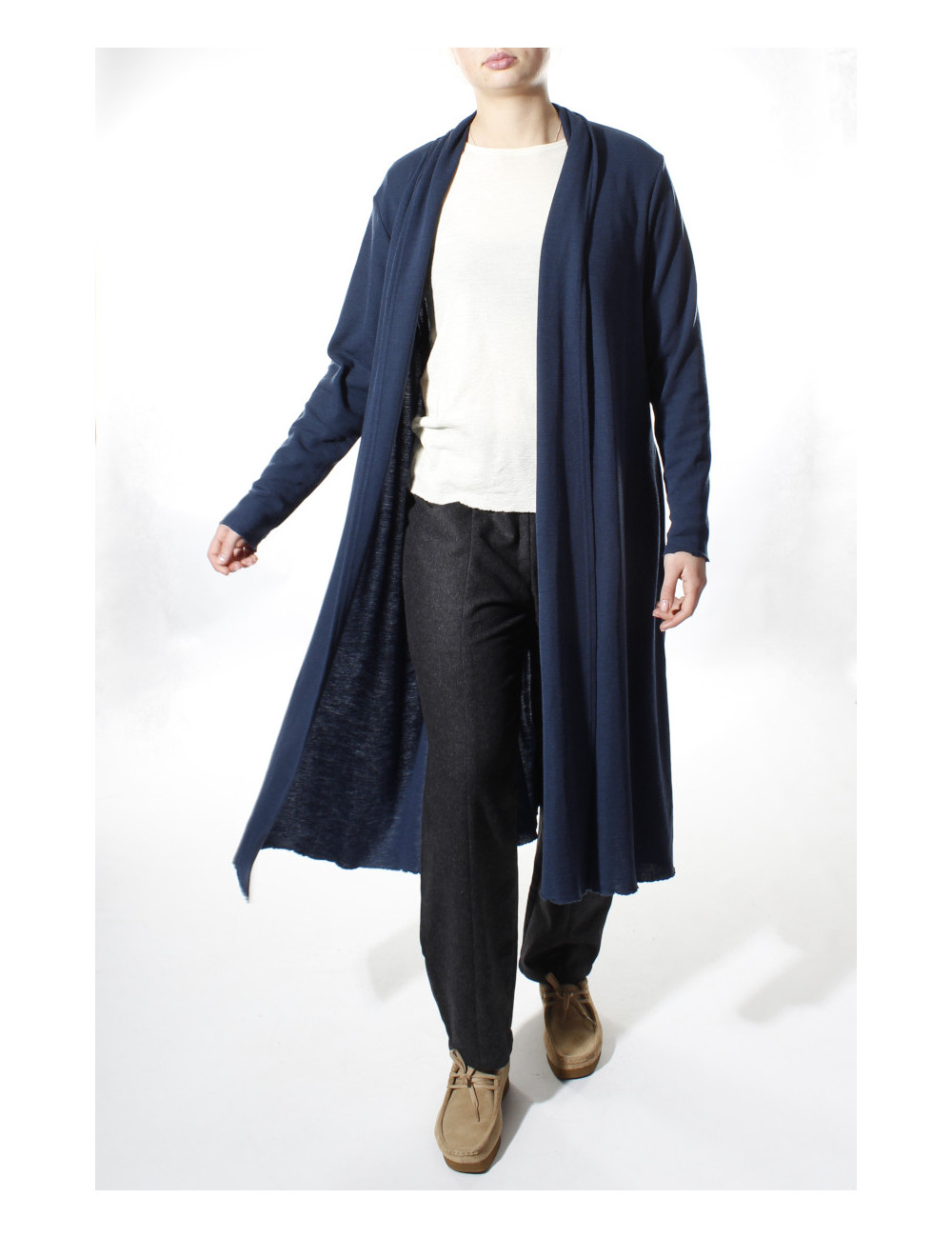 Lang uld cardigan 8010 i basis farver