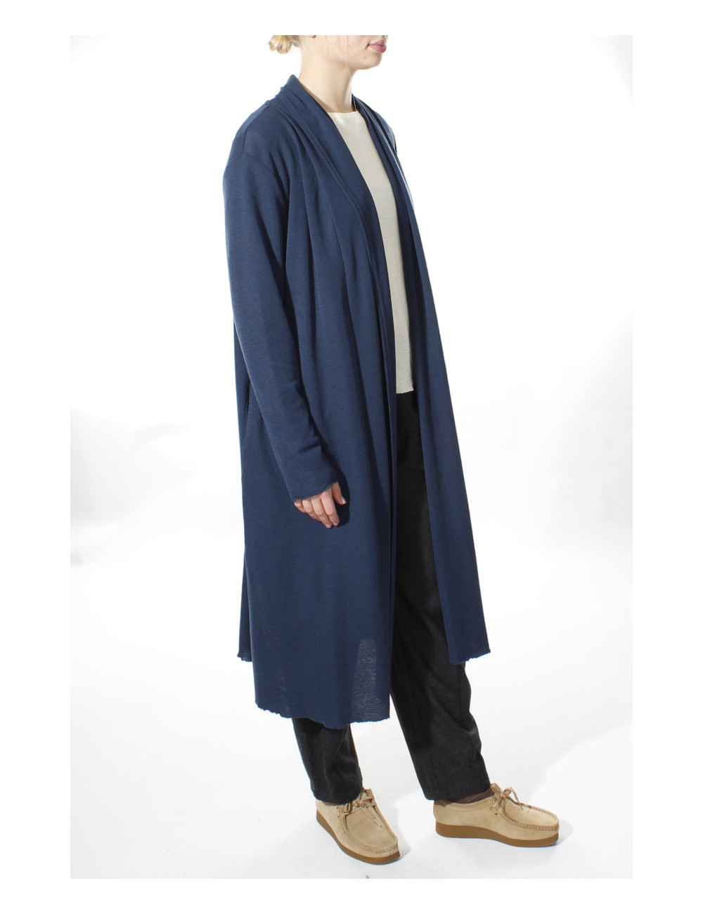 Lang uld cardigan 8010 i basis farver