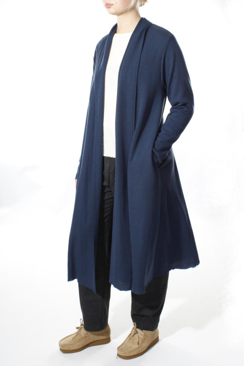 Lang uld cardigan 8010 i basis farver