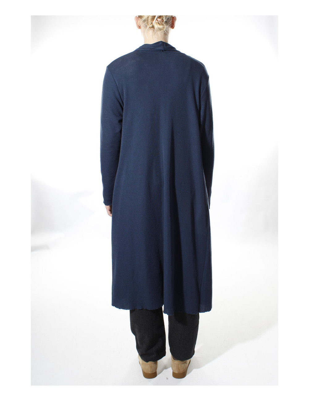 Lang uld cardigan 8010 i basis farver