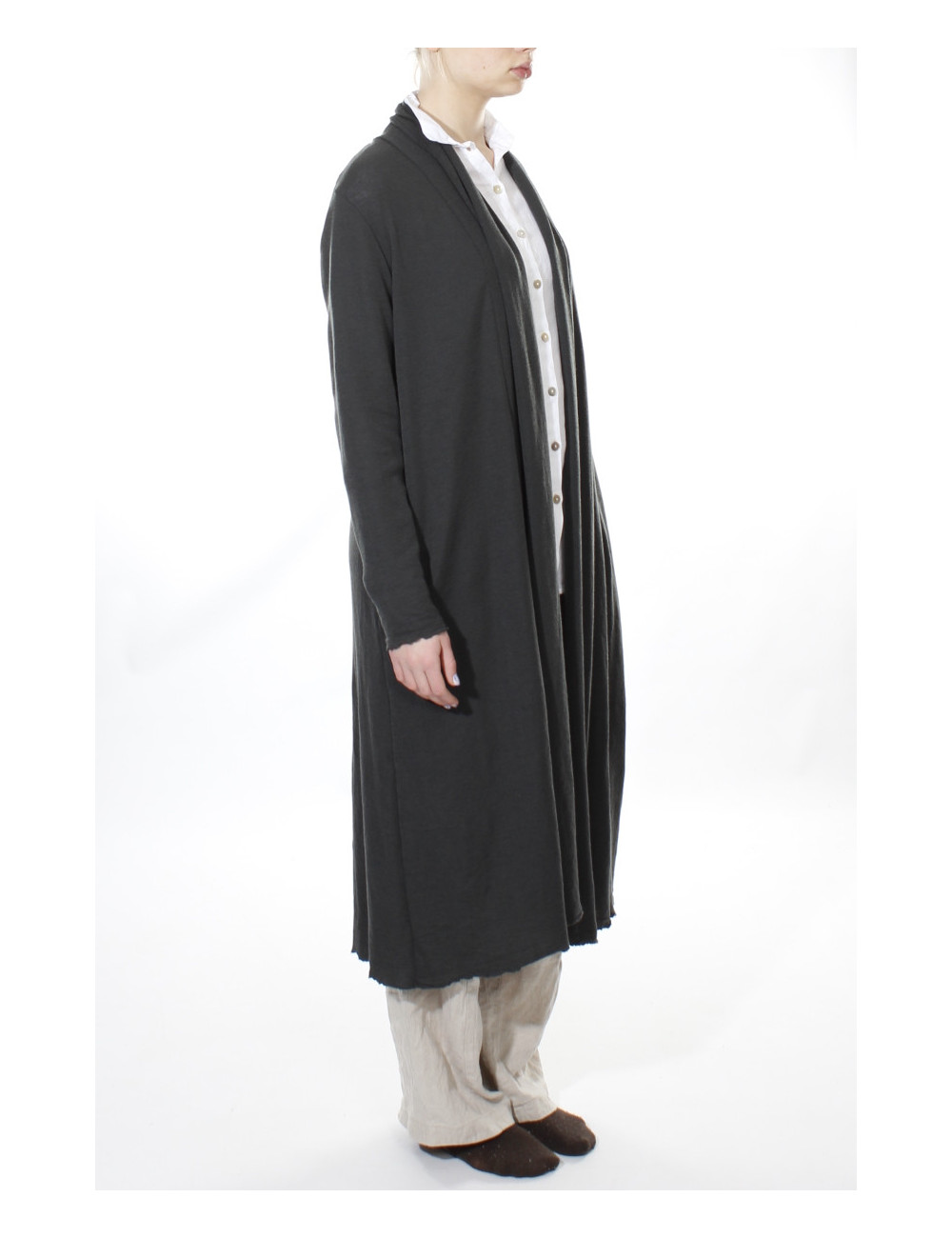 Lang uld cardigan 8010 i basis farver
