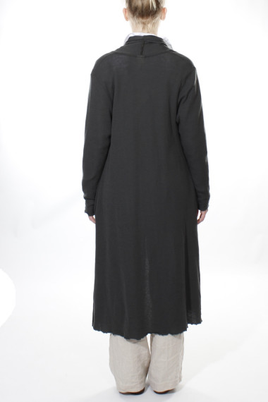 Lang  merino uld cardigan fra By Basics i capers grøn brun