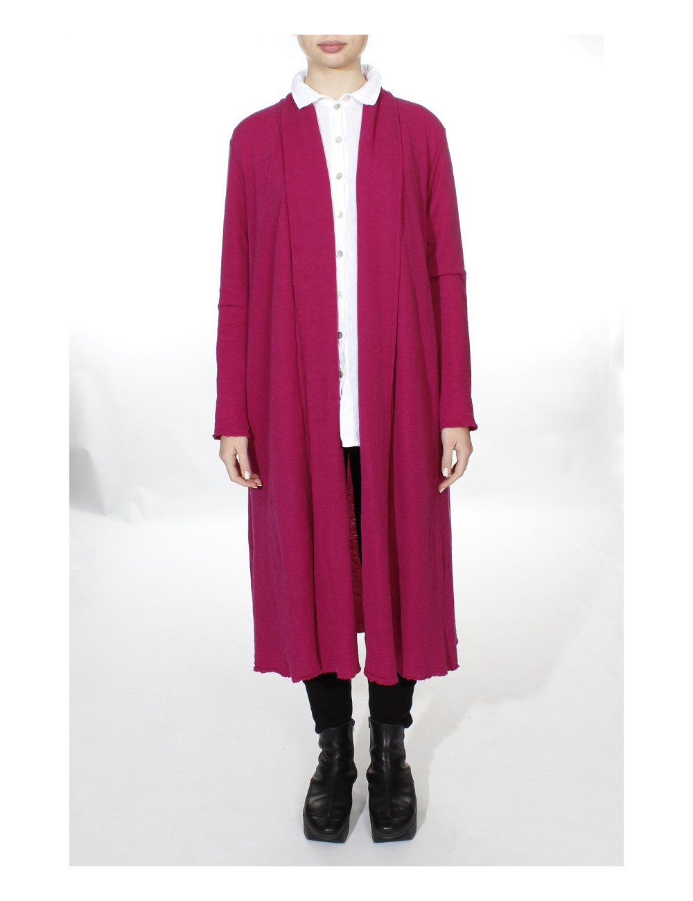 Lang uld cardigan 8010 i farver