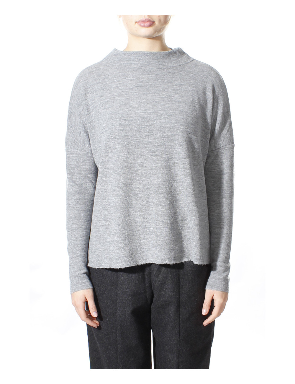 Rummelig merino uld bluse med rund hals 4025 i basis farver