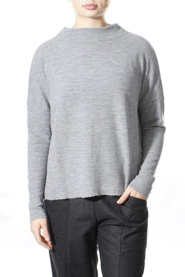 Rummelig merino uld bluse med rund hals 4025 i basis farver