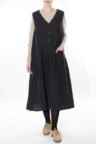 lang spencer kjole i hør fra Grizas i sort