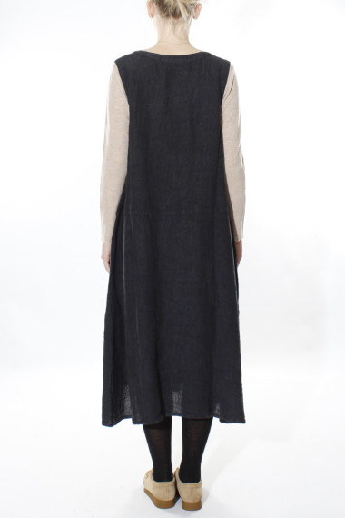 lang spencer kjole i hør fra Grizas i sort