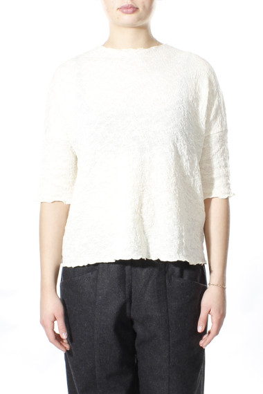 Baggy busseronne i merino bobble uld fra By Basics i hvid