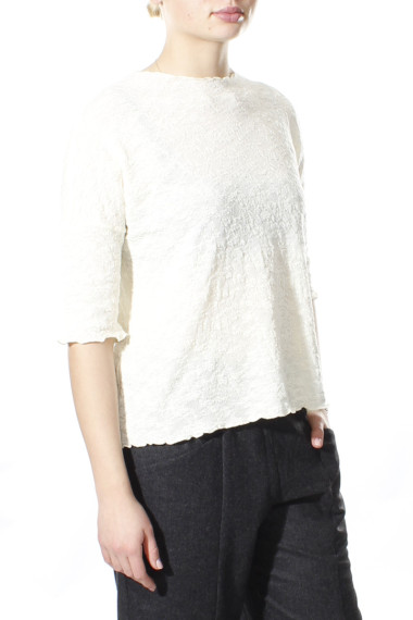 Baggy busseronne i merino bobble uld fra By Basics i hvid