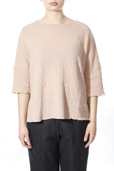 Baggy busseronne i merino bobble uld fra By Basics i nude