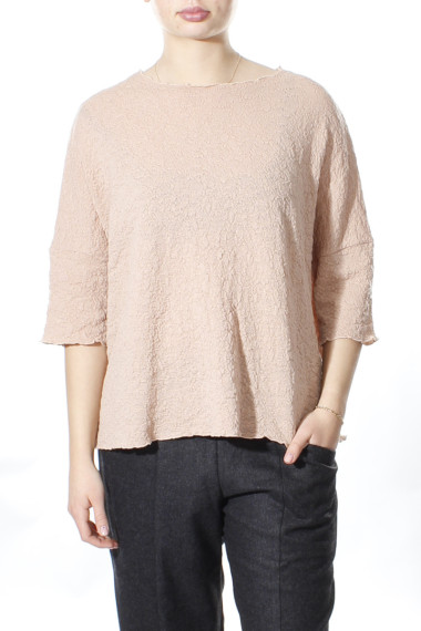 Baggy busseronne i merino bobble uld fra By Basics i nude