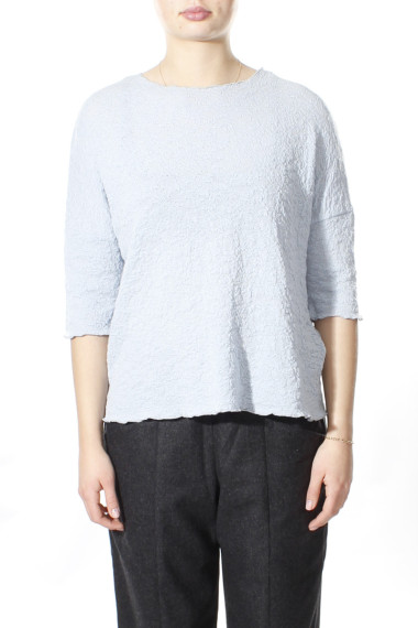 Baggy busseronne i merino bobble uld fra By Basics i baby blå