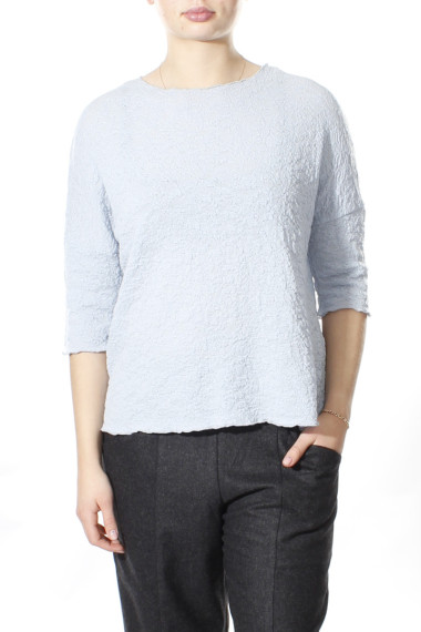 Baggy busseronne i merino bobble uld fra By Basics i baby blå