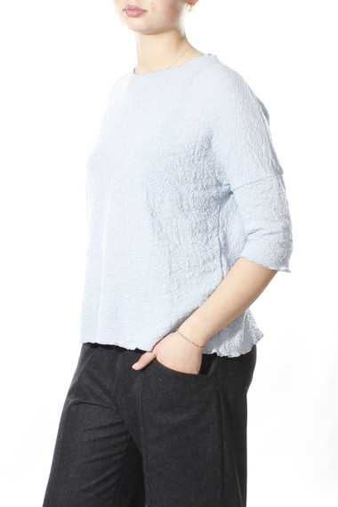 Baggy busseronne i merino bobble uld fra By Basics i baby blå