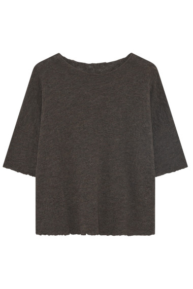 Baggy busseronne i merino bobble uld fra By Basics i jord brun melange