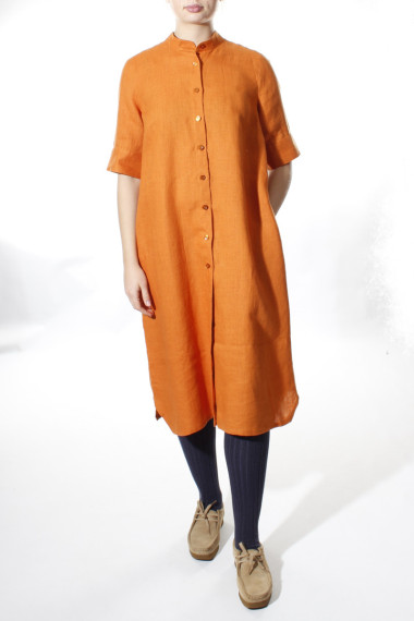 Orange skjortekjole i hør