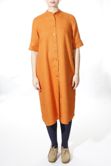 Orange skjortekjole i hør