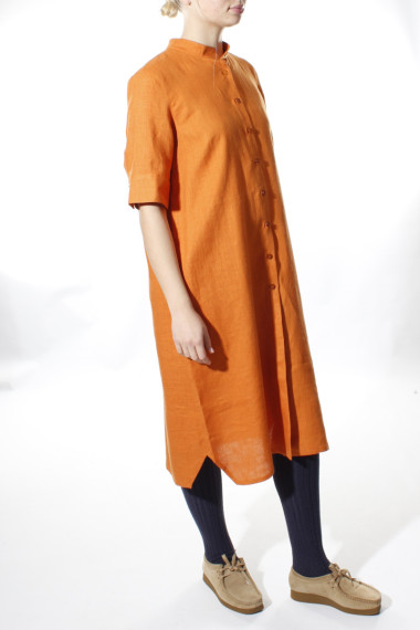 Orange skjortekjole i hør