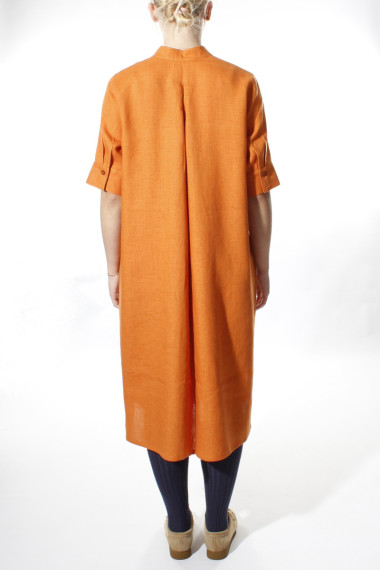 Orange skjortekjole i hør