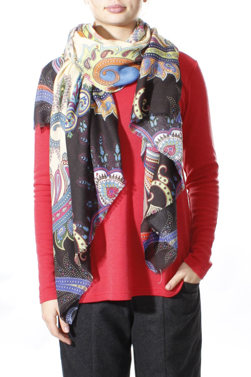 Kashmir tørklæde i paisley print