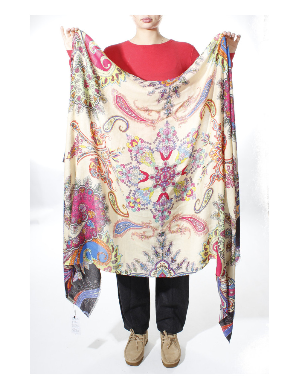 Kashmir tørklæde i paisley print