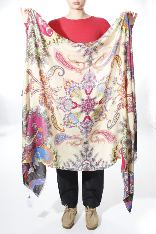 Kashmir tørklæde i paisley print