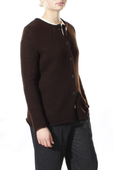 Strik cardigan i uld fra Grizas i brun