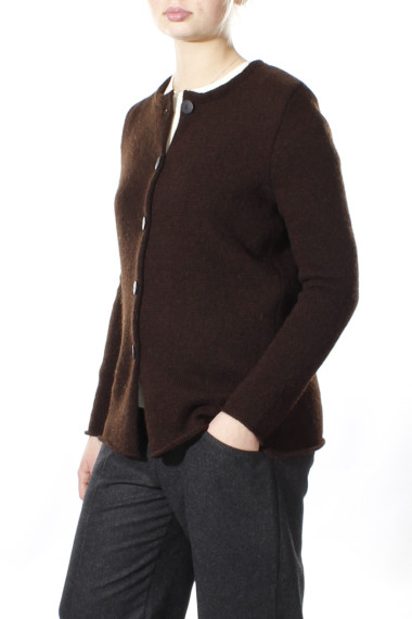 Strik cardigan i uld fra Grizas i brun
